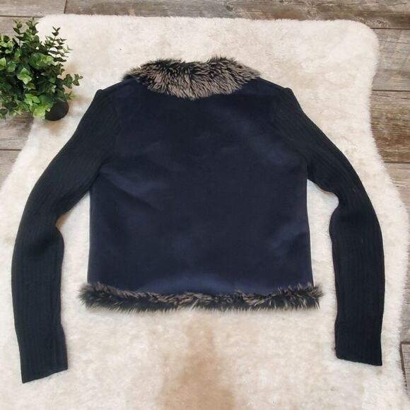 Montanaco Black Suede and Faux Fur Jacket, Size X-Small - Picture 8 of 10